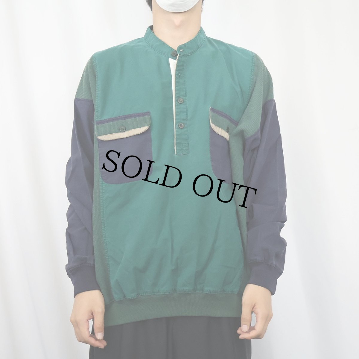 画像2: 80〜90's Alexxus 切り替えデザイン コットン×ポリエステルプルオーバーシャツ XL (2)