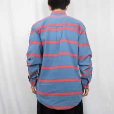 画像3: 80〜90's Eddie Bauer ボーダー柄 ボタンダウンコットンシャツ L (3)