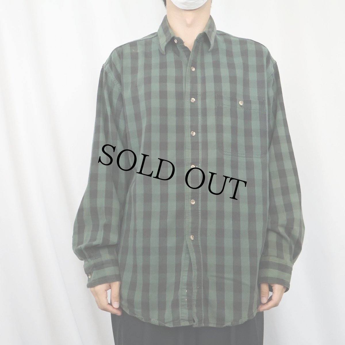 画像2: 90's Eddie Bauer ブロックチェック柄 コットンシャツ (2)