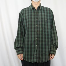 画像2: 90's Eddie Bauer ブロックチェック柄 コットンシャツ (2)