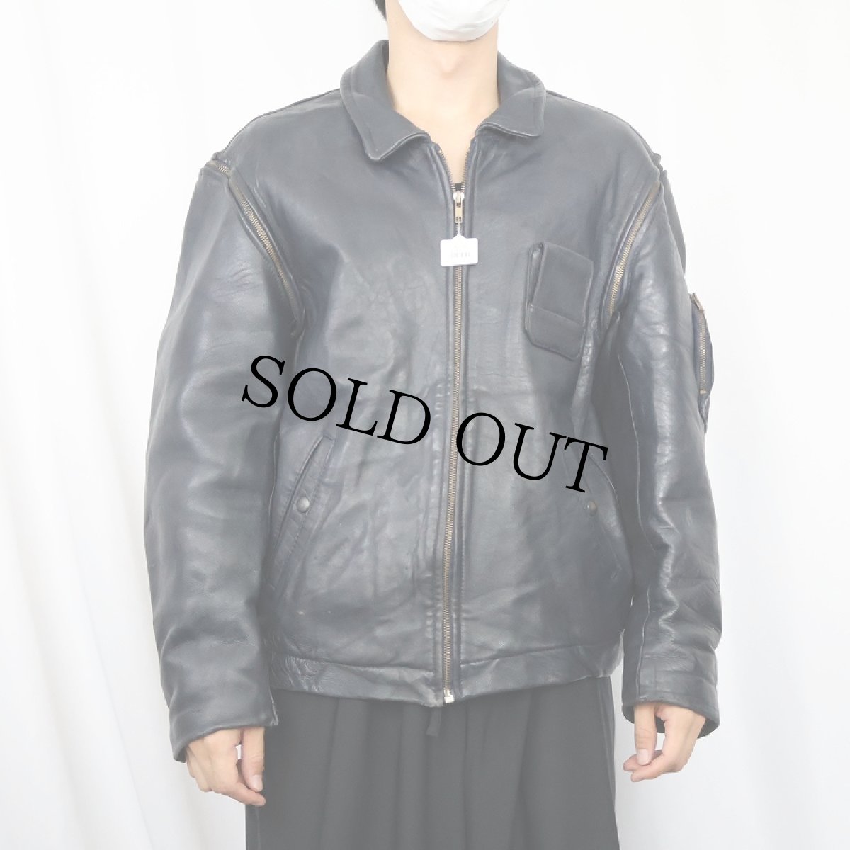 画像2: 70〜80's "FRENCH AIR FORCE Type" フライトレザージャケット NAVY (2)