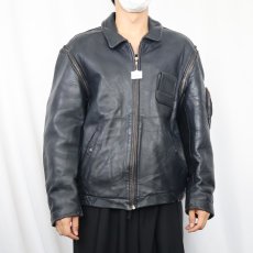 画像2: 70〜80's "FRENCH AIR FORCE Type" フライトレザージャケット NAVY  (2)