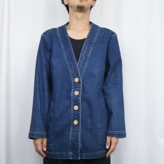 画像2: 90's TRAVEL SMITH ノーカラーデニムジャケット  (2)