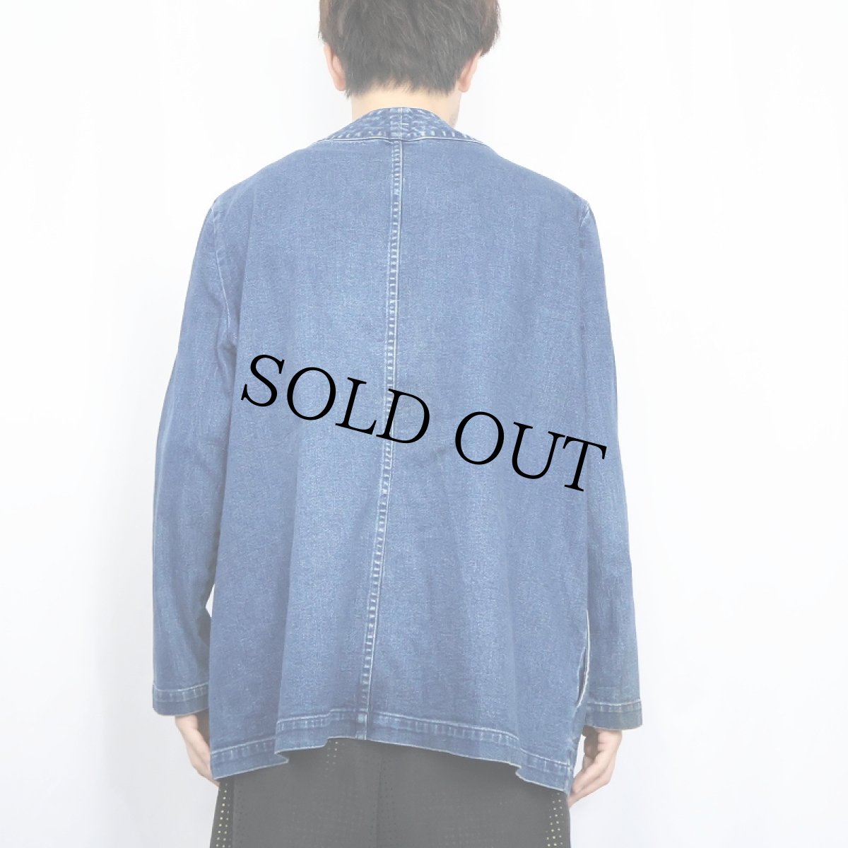 画像3: 90's TRAVEL SMITH ノーカラーデニムジャケット (3)