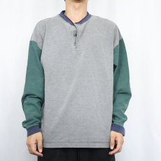 画像2: 90's GAP ヘンリーネック 鹿の子ロンT L (2)