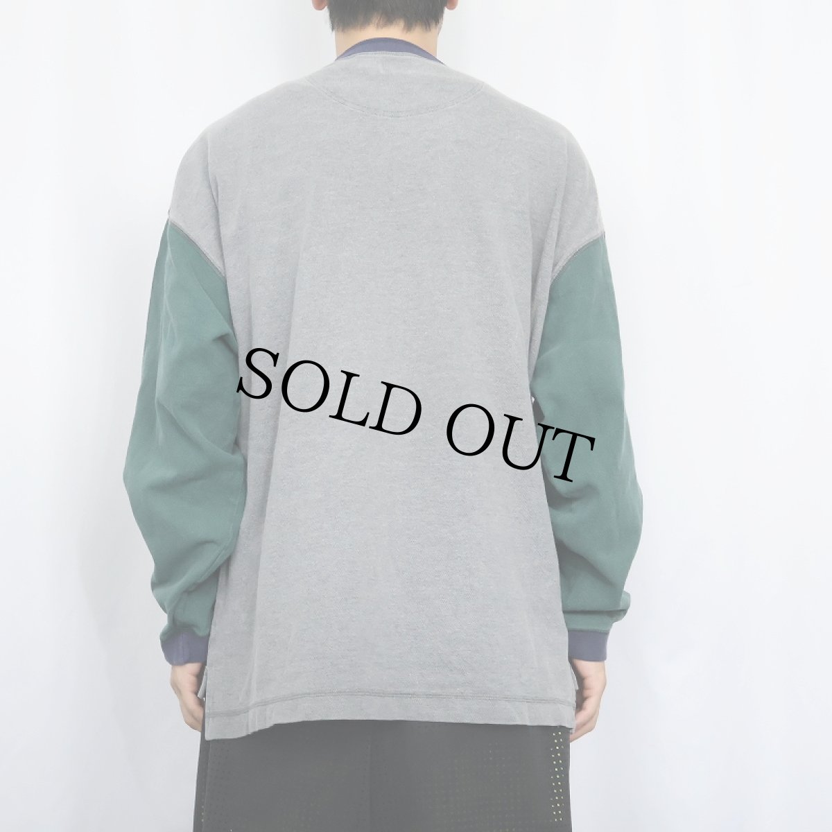 画像3: 90's GAP ヘンリーネック 鹿の子ロンT L (3)