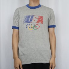 画像2: 80's Levi's "USA" 五輪プリントリンガーTシャツ M (2)