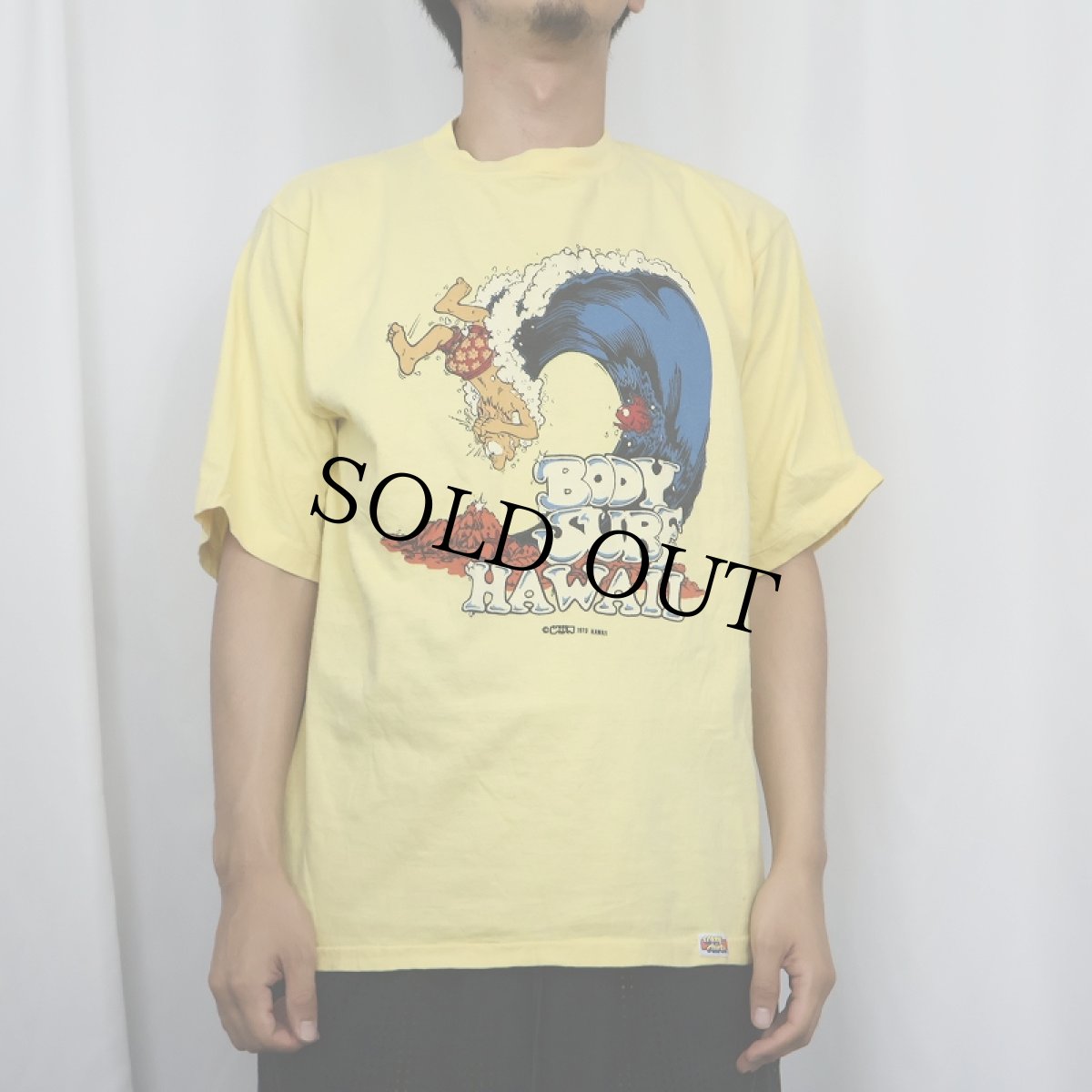 画像2: 70's crazy shirts HAWAII "BODY SURF HAWAII" サーフプリントTシャツ L (2)