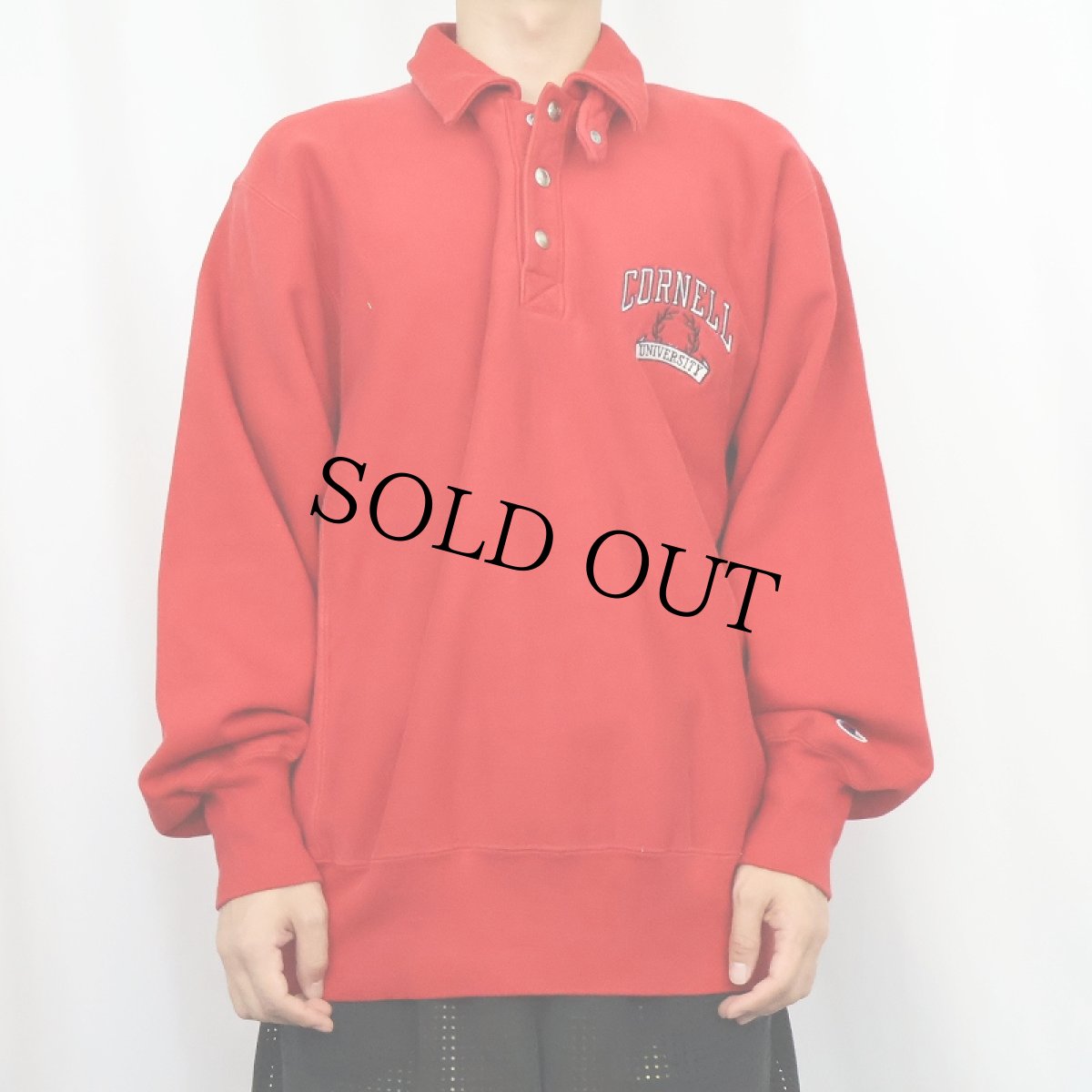 画像2: 80's Champion REVERSE WEAVE トリコタグ USA製 "CORNELL UNIVERSITY" チンスト付き プルオーバースウェット XL (2)