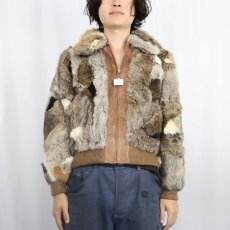 画像7: 70〜80's GNIUNE CHINA RABBIT FUR ラビットファージップジャケット L (7)