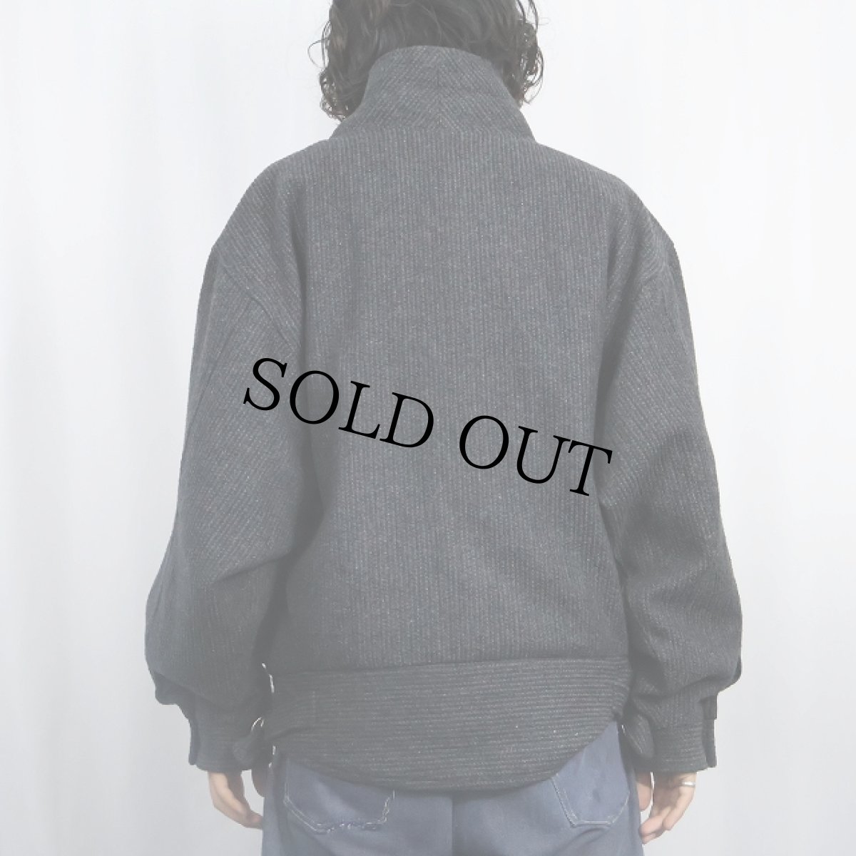 画像8: オフネック デザインウールジャケット DARK GRAY (8)