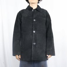 画像6: 90's Terry Lewis ストライプ柄 スエードレザージャケット BLACK L (6)