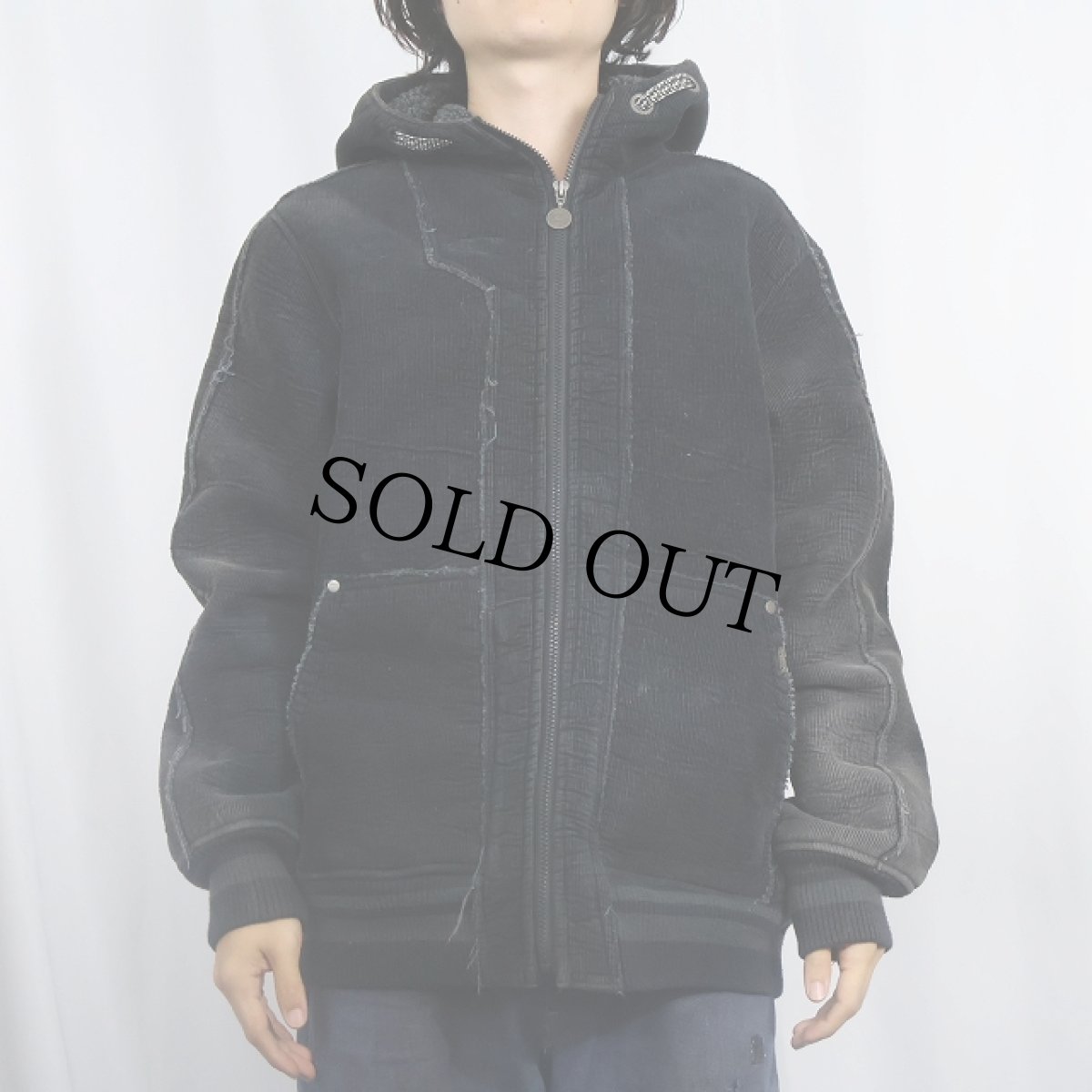 画像4: 90〜2000's O'NEILL 裏ボア デザイン コーデュロイジップパーカー BLACK L (4)