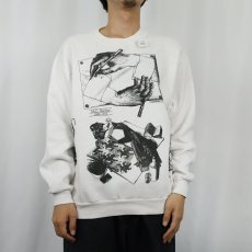 画像3: 90's M.C. Escher USA製 騙し絵アート マルチプリントスウェット L (3)