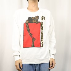 画像2: 80's USA製 "BY ANY MEANS NECESSARY" プリントスウェット L (2)
