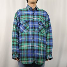 画像2: 90's FIVE BROTHERS チェック柄 キルティングライナー ヘビーネルシャツ M (2)