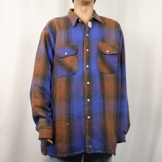 画像2: 70〜80's FIVE BROTHERS チェック柄 キルティングライナー ヘビーネルシャツ XL (2)