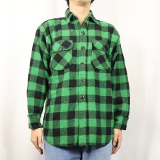画像2: 70's バッファローチェック柄 ウールシャツ M (2)
