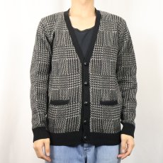 画像2: 90's J.CREW 千鳥柄 ウールニットカーディガン S (2)