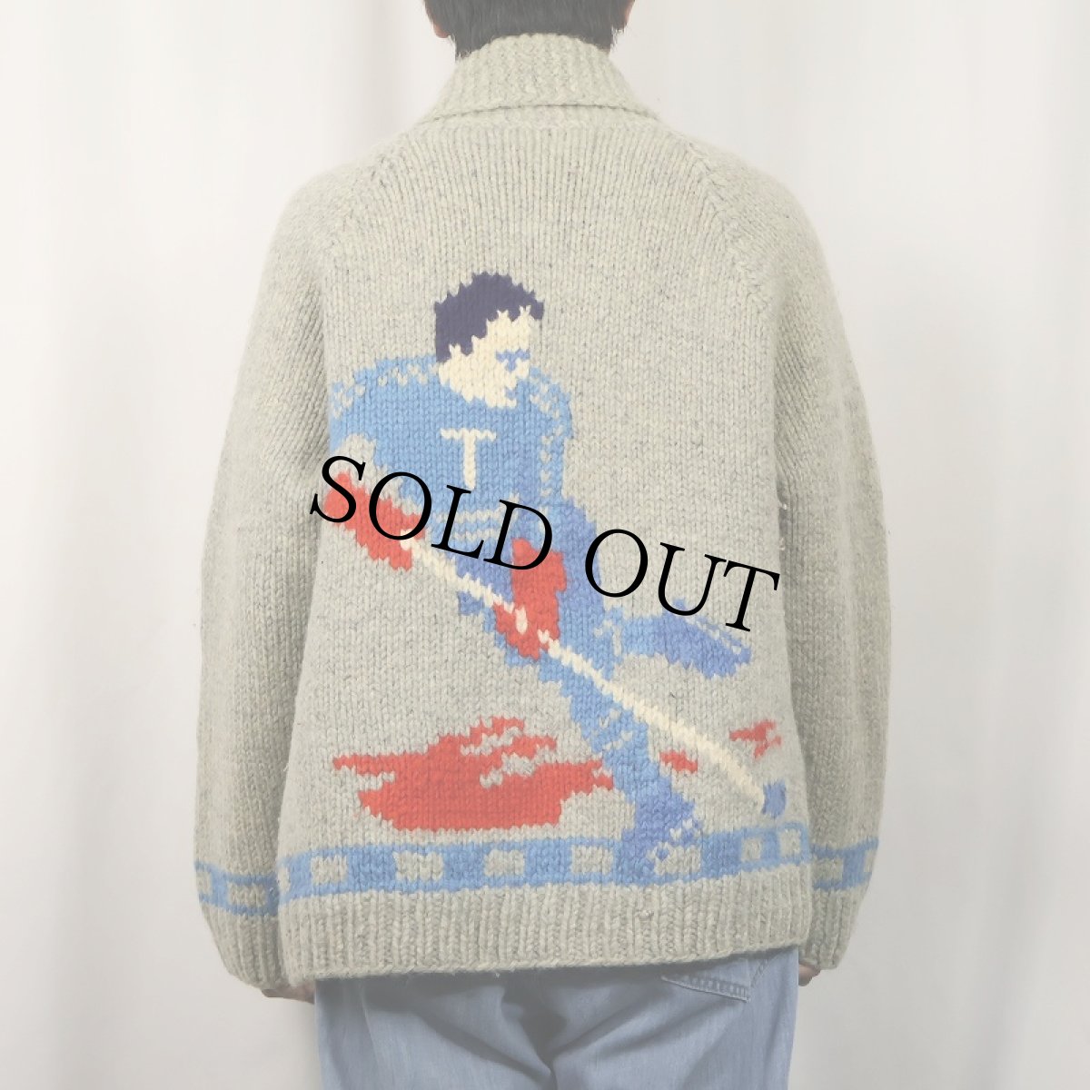 画像4: 60's アイスホッケー柄 カウチンニットジャケット (4)