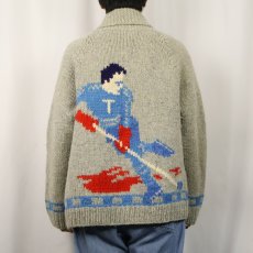 画像4: 60's アイスホッケー柄 カウチンニットジャケット (4)