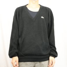 画像2: 80's IZOD LACOSTE USA製 Vネック アクリルニットセーター BLACK L (2)