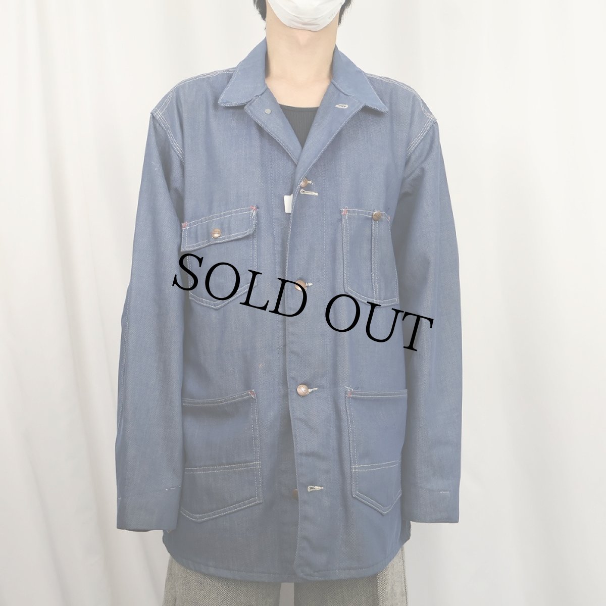 画像2: 70's MONTGOMERY WARD バットダイ デニムカバーオール  (2)