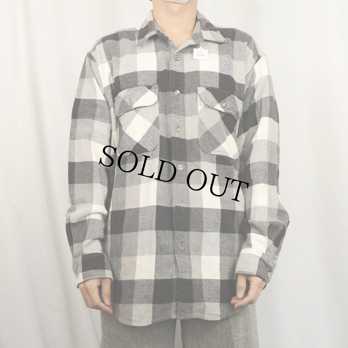 画像2: 90's FIVE BROTHERS ブロックチェック柄 ヘビーネルシャツ L (2)