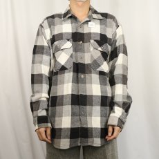 画像2: 90's FIVE BROTHERS ブロックチェック柄 ヘビーネルシャツ L (2)