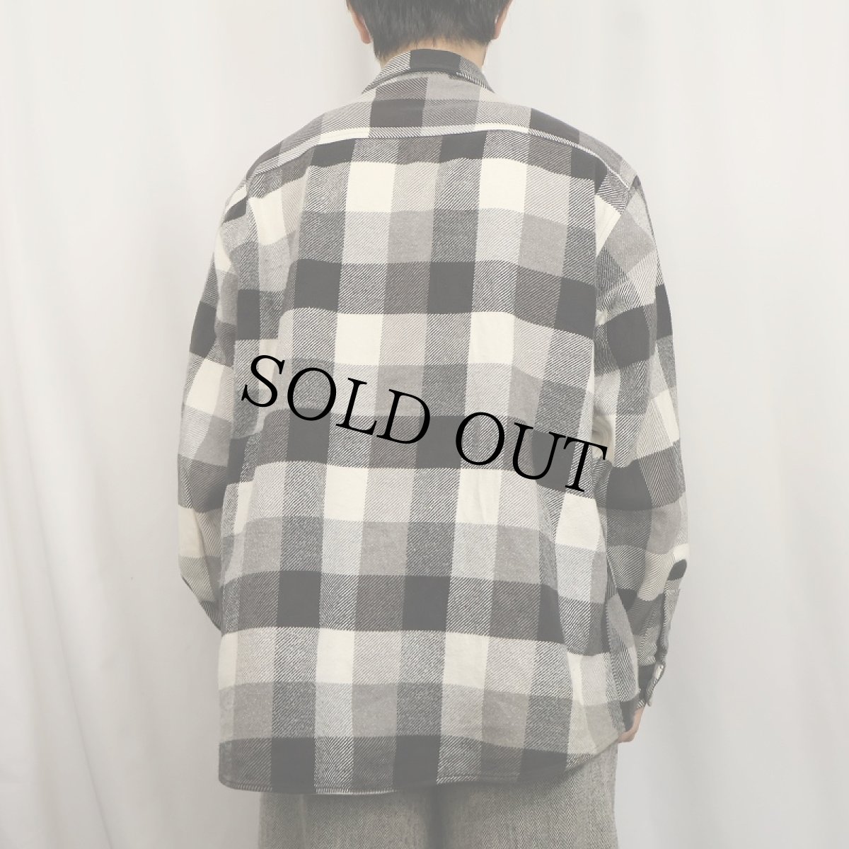 画像3: 90's FIVE BROTHERS ブロックチェック柄 ヘビーネルシャツ L (3)