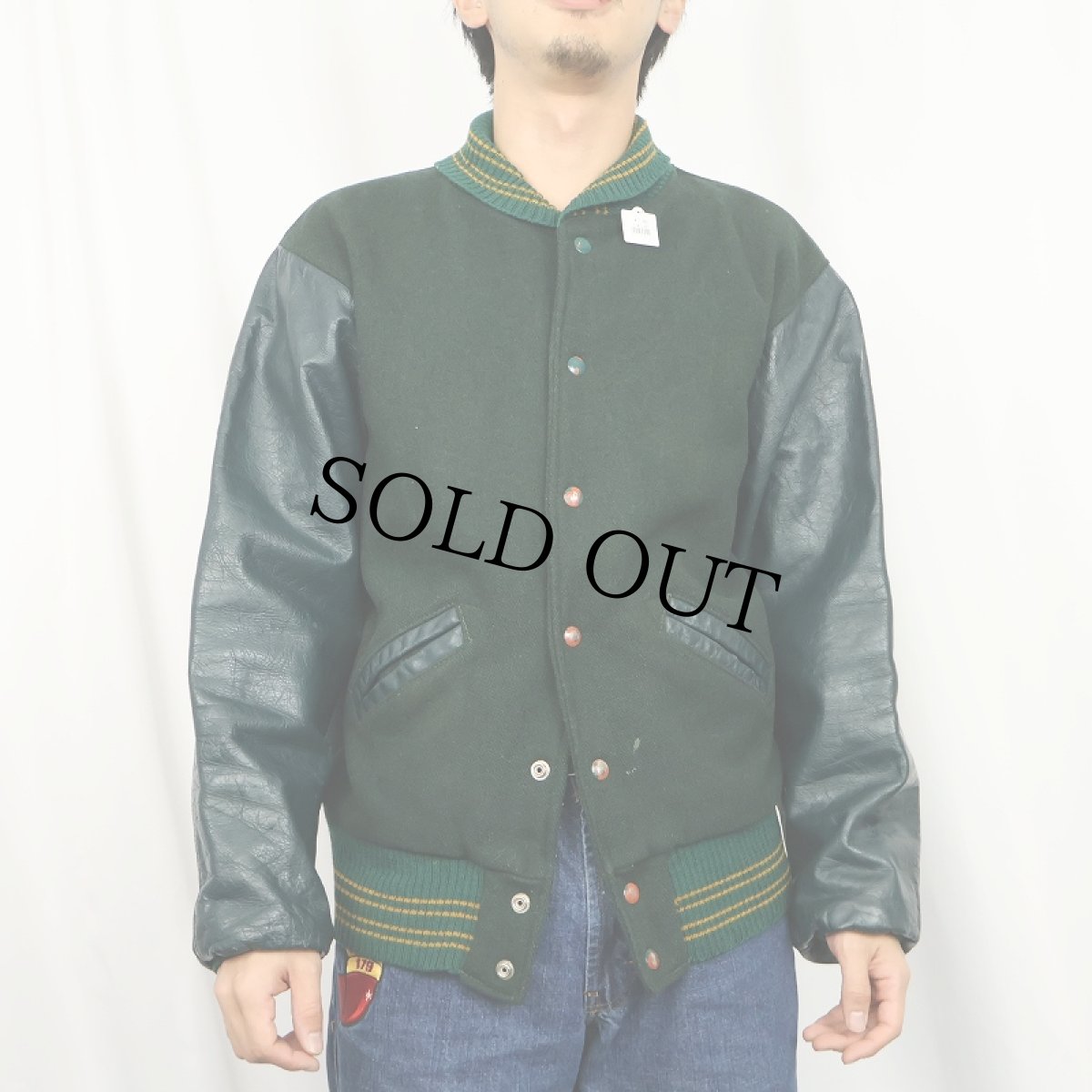 画像2: 【SALE】 50's RIPON レザー×メルトンウールスタジャン (2)
