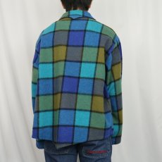 画像3: 60's〜 PINE CREST ブロックチェック柄 ウールプルオーバーシャツ L (3)