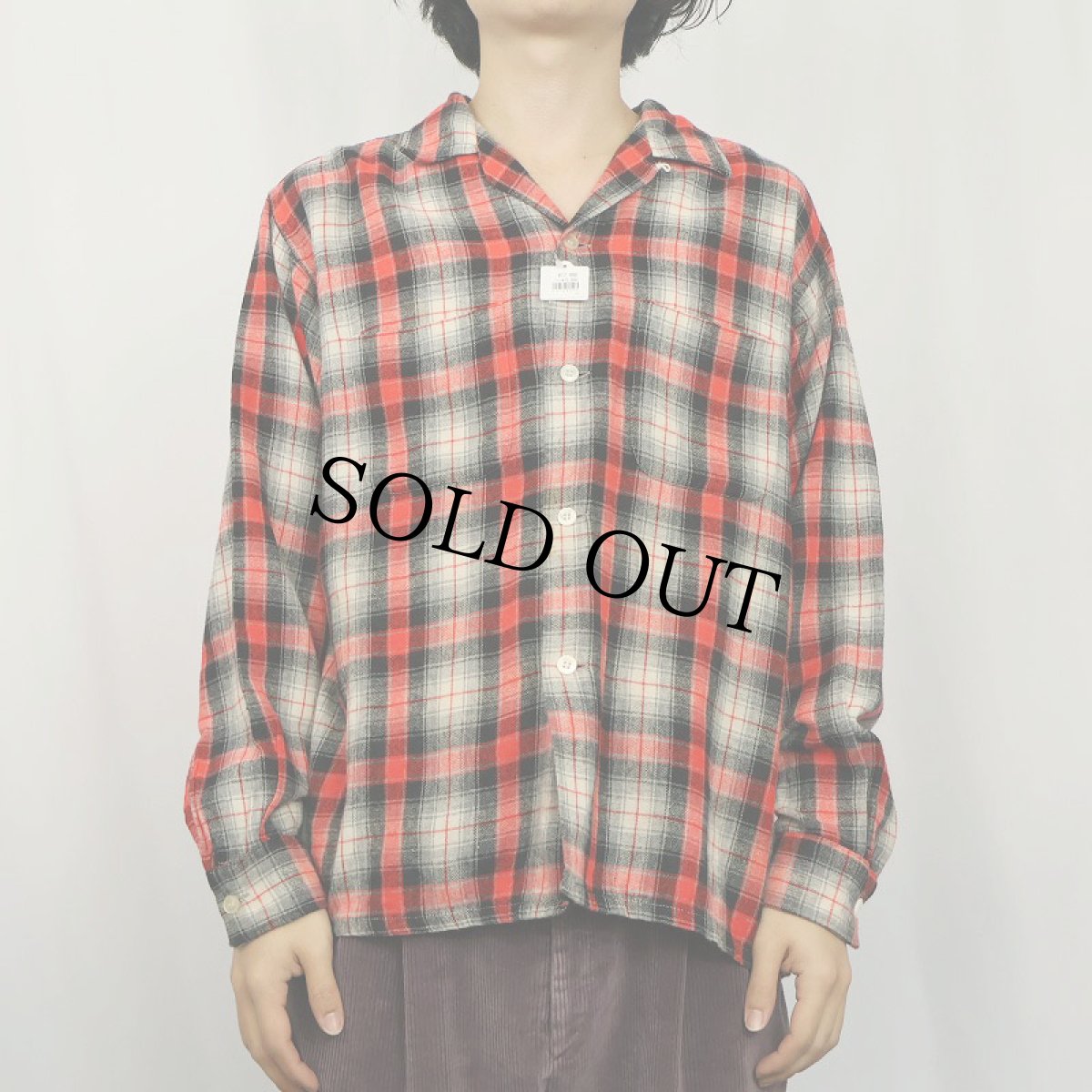 画像2: 60's〜 オンブレーチェック柄 ウールオープンカラーシャツ  (2)