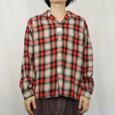 画像2: 60's〜 オンブレーチェック柄 ウールオープンカラーシャツ  (2)