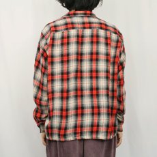 画像3: 60's〜 オンブレーチェック柄 ウールオープンカラーシャツ  (3)