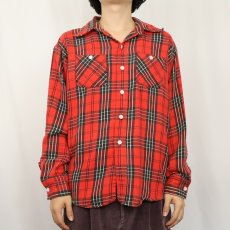 画像2: 70's ELY チェック柄 ヘビーネルシャツ XL (2)