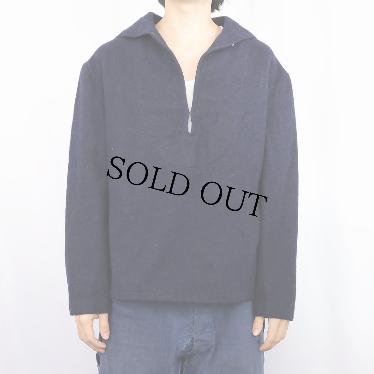 画像5: 60's FRENCH NAVY ウールセーラーシャツ NAVY  (5)