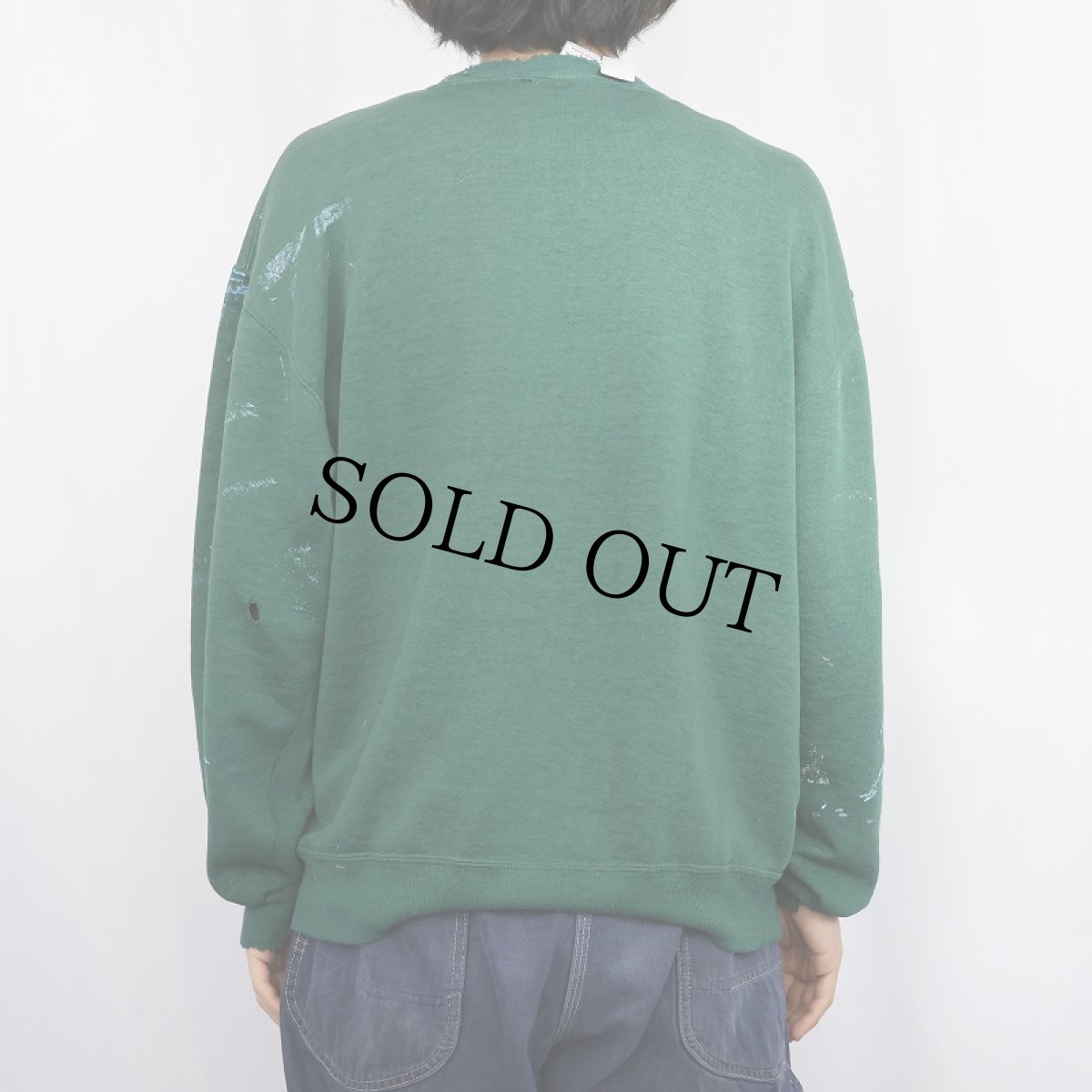 画像3: 90's RUSSELL ATHLETIC USA製 ペンキペイント 前V 無地スウェット L (3)