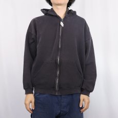 画像2: 90's Lee USA製 スウェットジップパーカー BLACK M (2)