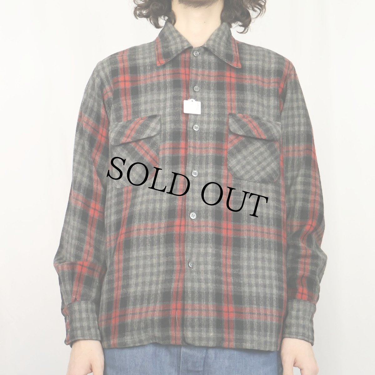 画像2: 70's WOOLOTHEWEST チェック柄 ウールシャツ M (2)