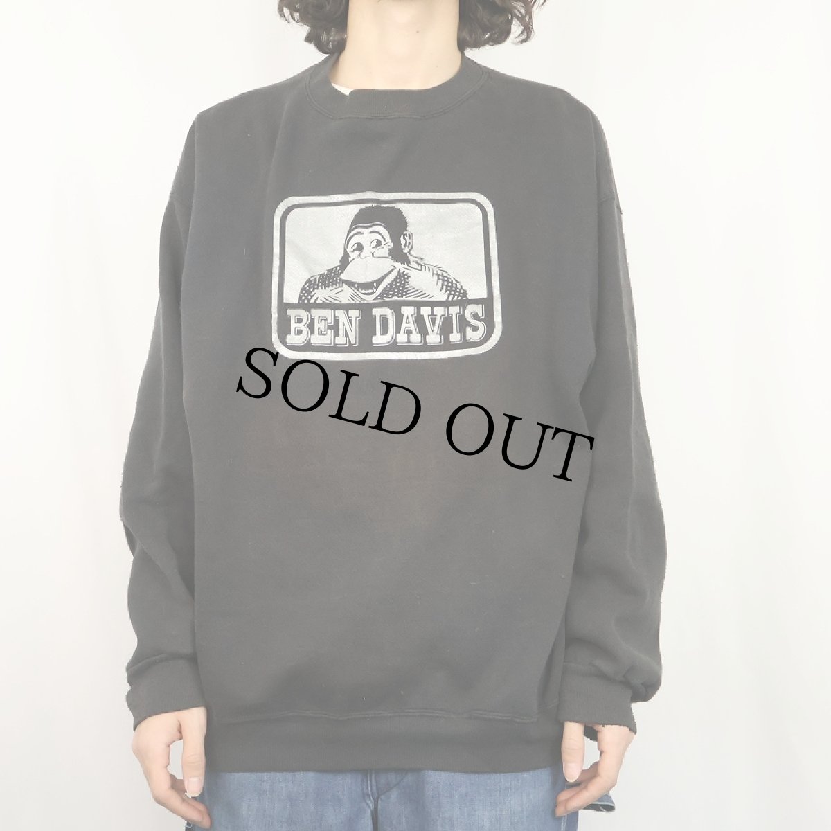 画像2: 90's BEN DAVIS USA製 キャラクープリントスウェット BLACK XL (2)