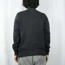 画像3: POLO Ralph Lauren ロゴ刺繍 ハーフジップコットンニットセーター BLACK M (3)