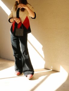 画像3: 【SALE】 50's JCPenney sportica ITALY製 ウール×モヘア×ナイロン ダイヤ柄 ハンドニットカーディガン L (3)