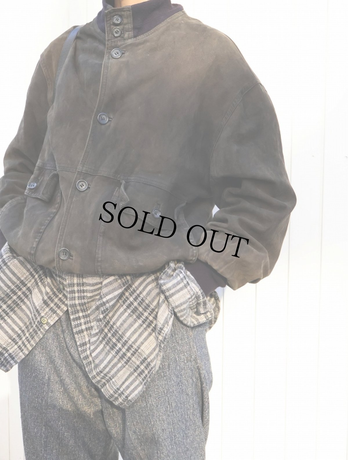 画像1: "A-1 TYPE" スエードレザージャケット BLACK SIZE58 (1)