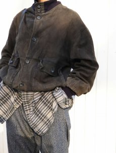 画像1: "A-1 TYPE" スエードレザージャケット BLACK SIZE58 (1)