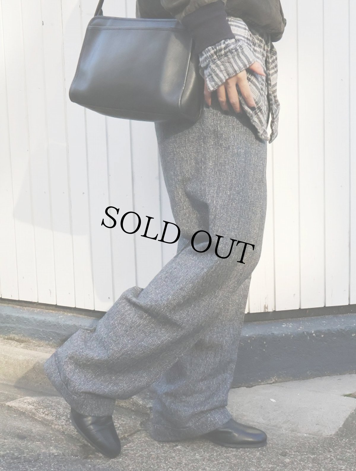 画像1: 50〜60's 針刺しシンチバック ネップ混 ツイードスラックス W30 (1)