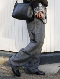 画像1: 50〜60's 針刺しシンチバック ネップ混 ツイードスラックス W30 (1)