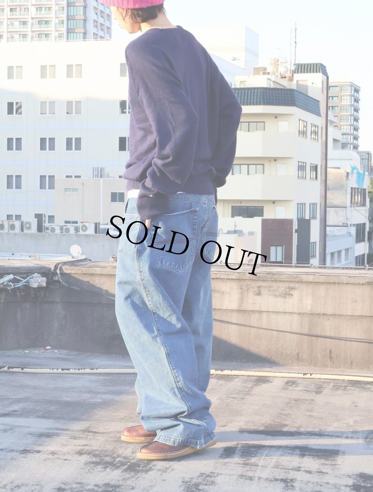 画像6: Kik Wear 刺繍デザイン ワイドデニムパンツ W33 (6)