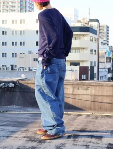 画像6: Kik Wear 刺繍デザイン ワイドデニムパンツ W33 (6)