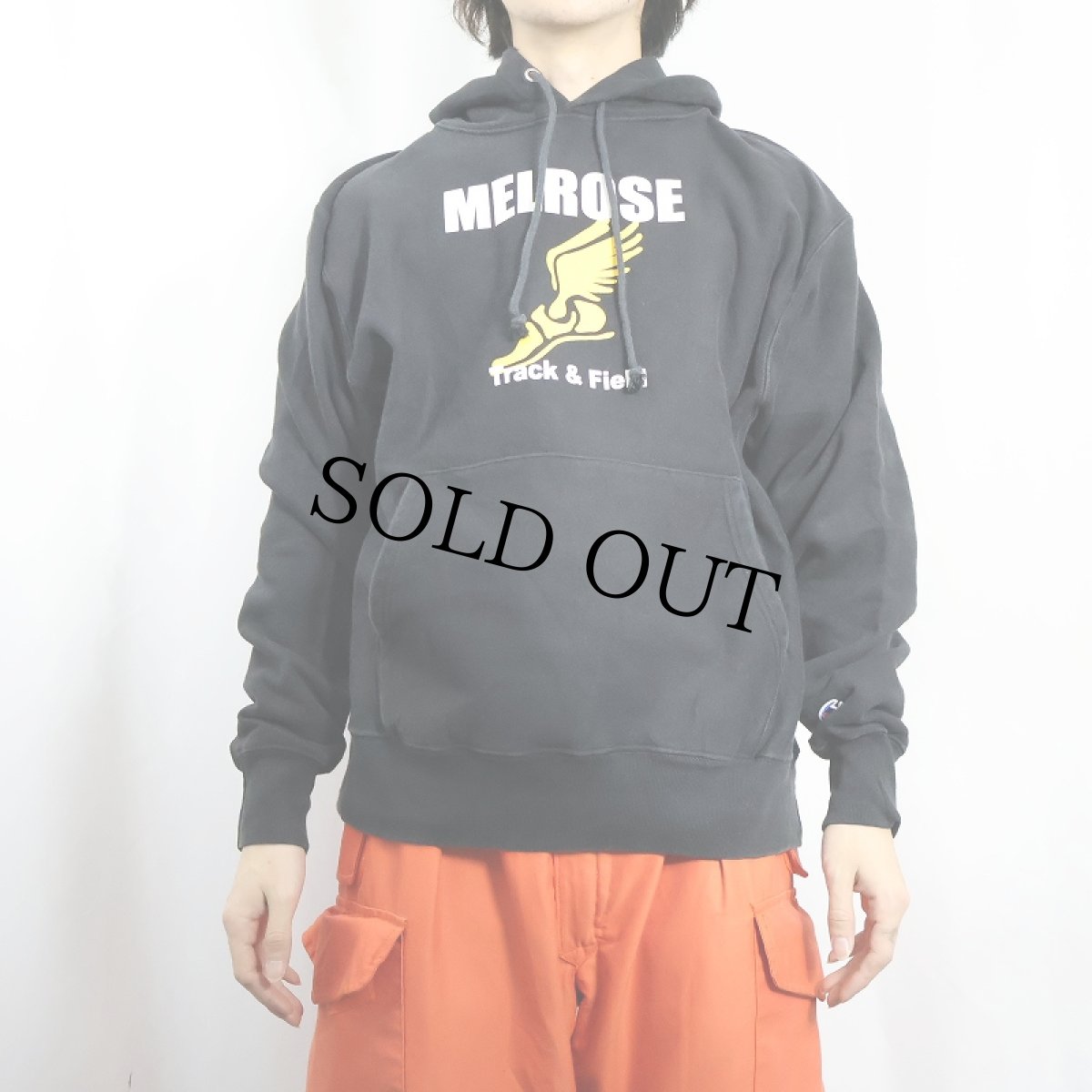 画像2: Champion REVERSE WEAVE "MELROSE Track&Field " ウィングフットプリントスウェット フーディーL BLACK L (2)
